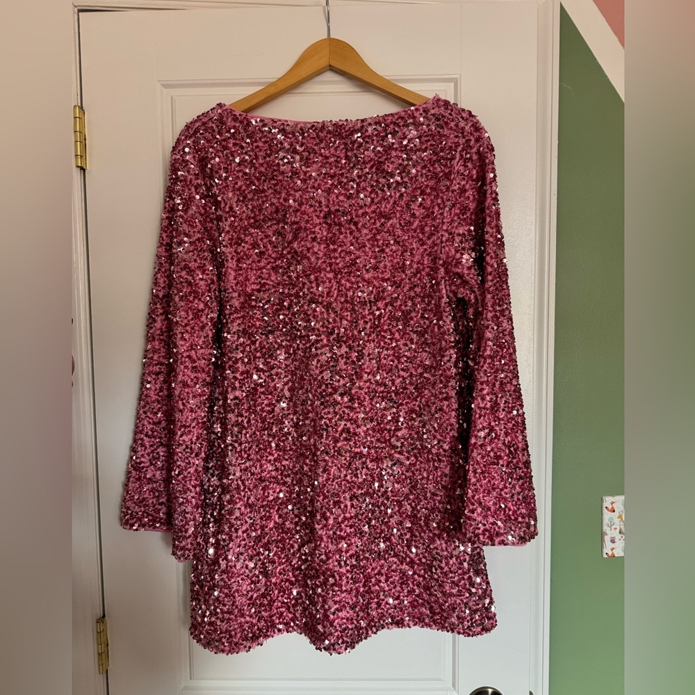 H&M Pink Sequin Mini Dress With Bow